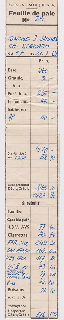 Feuille de paie J.-J. Simond